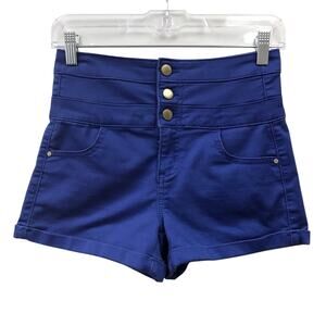 Tinseltown Shorts Juniors Size 1 Button Fly Blue Stretchy High Waist Booty